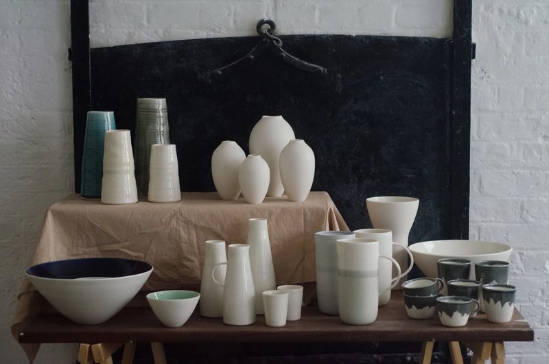 Ben Sutton porcelain displayed on a market stall