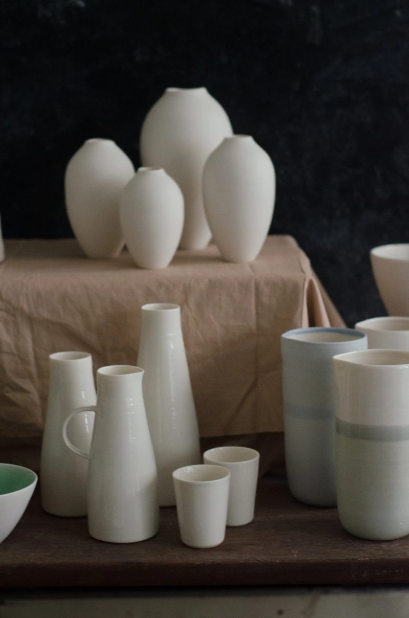A collection of Ben Sutton porcelain pieces arranged together