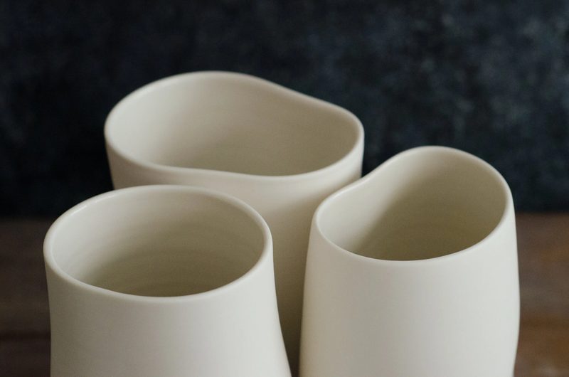 Two curved porcelain vessels seen from above